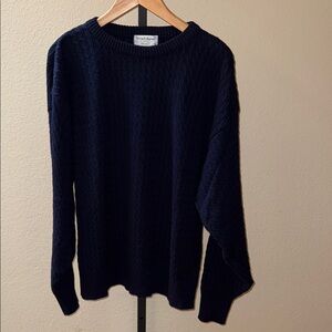 VTG Tricots St. Raphael Classic Navy Cable Knit Crewneck Sweater Men’s Size M